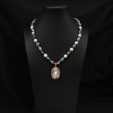 NATURAL FRESHWATER PEARL PETAL NECKLACE_CWAJE3824