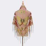 LACE BUTTERFLY EMBROIDERED TRIANGLE SHAWL_CWMM1994
