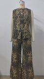 Washed American Retro Leopard Print Denim Set