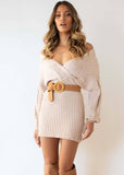 V-Neck Sexy Twist Sweater Wrap Hip Skirt