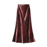 Tie-Dye Satin Print Fishtail Midi Skirt_Cwbms0386