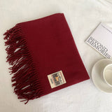 SOLID COLOR FAUX CASHMERE SCARF WINTER WRAP_CWASC2303