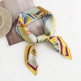 GEOMETRIC FLORAL SATIN SQUARE SCARF FOR WOMEN_CWASC0495