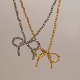 Wear High-End Metal Round Bead Bow Necklace