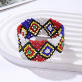 ETHNIC RICE BEAD WOVEN COLORFUL WIDE BRACELET_CWMM3528