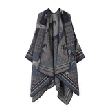 SHAWL RETRO HORSE PATTERN SCARF WARM SLIT CAPE_CWASC2230