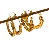 Trendy Bamboo Twist Circle Hoop Earrings