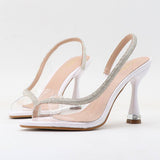 Transparent Stiletto Heels With Rhinestones