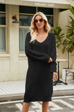 Solid Color Loose Long Slouchy Knit Bottom Pullover Dress