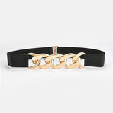 SILVER GOLD CHAIN BLACK STRETCH BELT_CWABE0191
