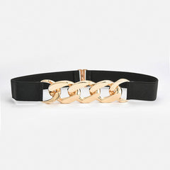 SILVER GOLD CHAIN BLACK STRETCH BELT_CWABE0191