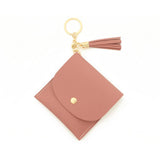 SOLID PU CARD WALLET WITH TASSEL KEYCHAIN_CWAB4965