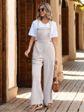 Casual Lace-Up Solid Color Overalls_Cwsjs0731