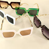 SQUARE FRAME CHAIN FASHION METAL SUNGLASSES WOMEN_CWASG0280