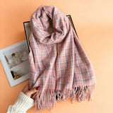 Vintage Plaid Winter Cashmere Feel Tassel Scarf_Cwasc03259