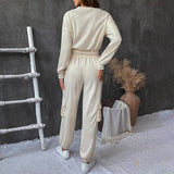 Solid Color Texture Casual Two-Piece Set