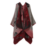 SHAWL VINTAGE SCARF FAUX CASHMERE SLIT WARM CAPE_CWASC2232