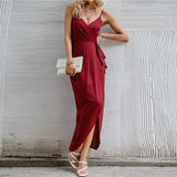Stylish Solid Color Halter Dress