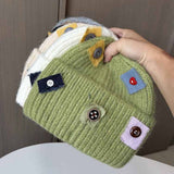 Warm Patch Button Knit Hat_Cwab2908