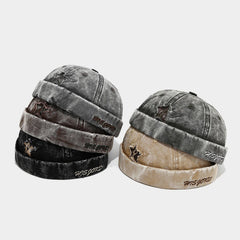 Retro Letter Star Patch Brimless Cap Unisex_Cwah04671