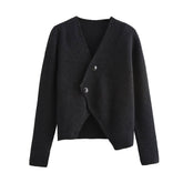 Wool Blend Cardigan With Cuff Opening Design