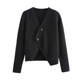 Wool Blend Cardigan With Cuff Opening Design