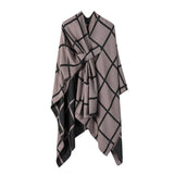 SOLID COLOR PLAID CAPE CLOAK PLAIN SHAWL_CWASC2257
