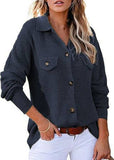 Waffle Knit Jacket Casual Button-Down Shirt