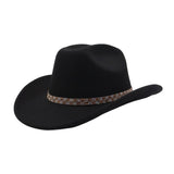 Unisex Ethnic Wool Fedora Cowboy Jazz Hat_Cwah04413