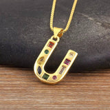 26 LETTERS COPPER ZIRCONIA PENDANT NECKLACE_CWMM5873