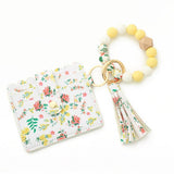 BLUE FLORAL BEAD WALLET GEOMETRIC KEYCHAIN SET_CWAB4953