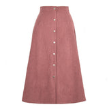 CORDUROY SKIRT SINGLE BREASTED HIGH WAISTLONGSKIRT_CWBSS0372