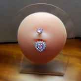 SEXY HYPOALLERGENIC HEART FLOWER ZIRCON BELLY RING_CWMM9465