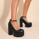 ROUND TOE FLAT BUCKLE PLATFORM HIGH HEELS_CWSHS0648