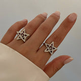 NEW FASHION FIVE POINTED STAR OPEN ALLOY RING_CWMM3238