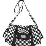 Plaid Large Capacity Shoulder Canvas Bag_Cwab1600