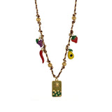 STYLISH WOVEN ROPE NECKLACE WITH STEEL PENDANT_CWMM8827