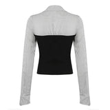 Waist Slim-Fit Lapel Color Striped Shirt