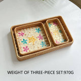 RATTAN COLORFUL SHELL FRUIT TRAY THREE PIECE SET_CWMM4393