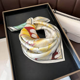 100% SILK CAMELLIA PRINT TWILL SCARF FOR WOMEN_CWASC0539