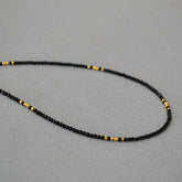 SIMPLE SHINY FACETED BLACK SPINEL BEADED NECKLACE_CWAJE2115