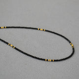 SIMPLE SHINY FACETED BLACK SPINEL BEADED NECKLACE_CWAJE2115