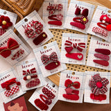 Red Bow Hair Clip Set Kids Simple Style_Cwaha08382