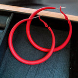 RED POLKA DOT GEOMETRIC RETRO ROUND EARRINGS_CWAJE2454