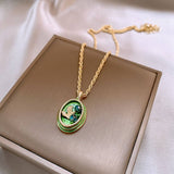 MONET GARDEN OIL DROP OVAL LEAF NECKLACE_CWAJE2371