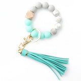TASSEL WOOD SILICONE BEAD BRACELET KEYCHAIN_CWMM7018