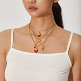 ENAMEL HEART NECKLACE WITH STRAWBERRY CHARM_CWMM8869