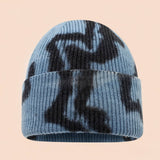 Tie Dye Knit Beanie Women Street Style Winter_Cwah04733
