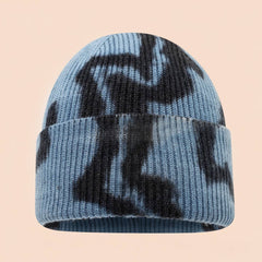 Tie Dye Knit Beanie Women Street Style Winter_Cwah04733