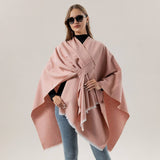 SHAWL KNITTED SOLID COLOR OBLIQUE STRAP CAPE_CWASC2172